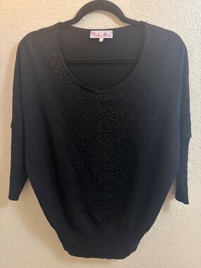Black Dolman Sleeve Knit Top